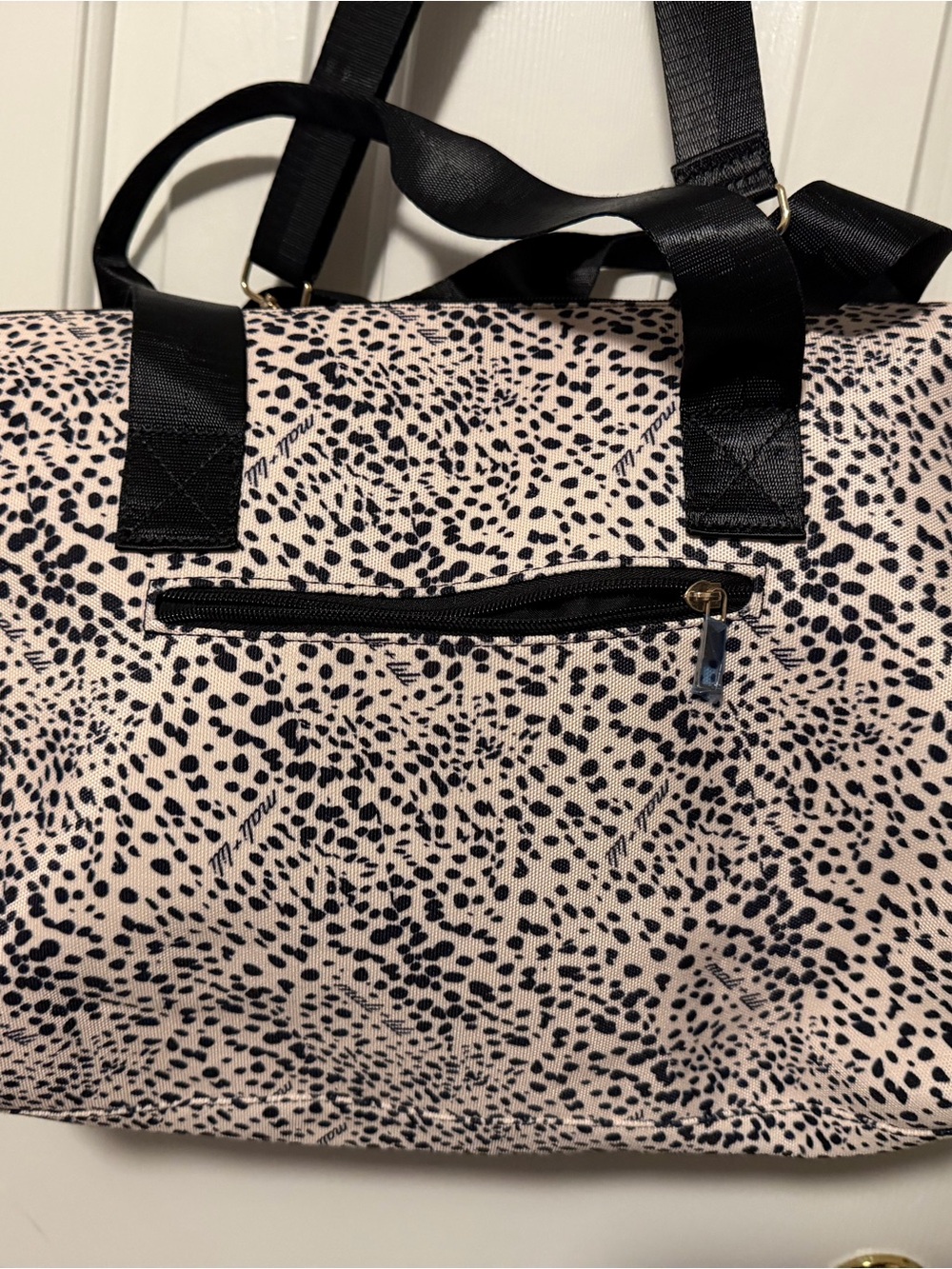 Cream & Black Spotted Travel Weekender Bag